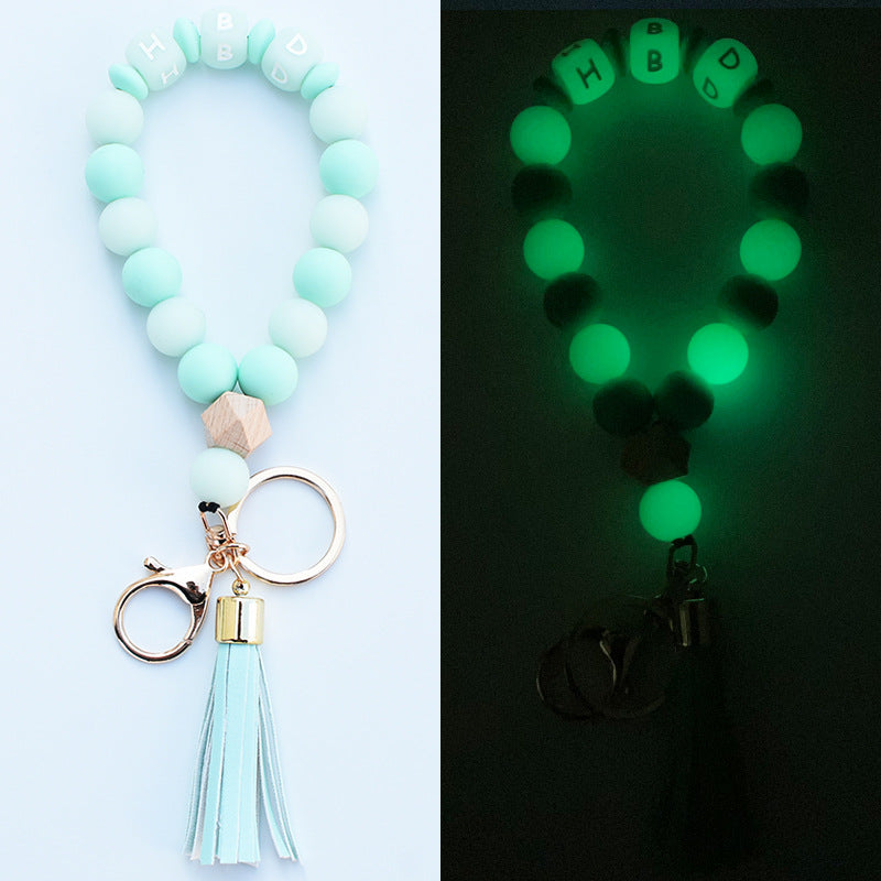 Wholesale Silicone Beaded Alphabet Wrist Keychain